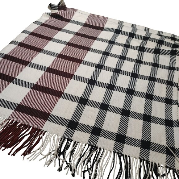 Plaid Scarf Large Wide Love Lore Oversized Fringe Detail Dual Toned Soft Wrap - Picture 1 of 8